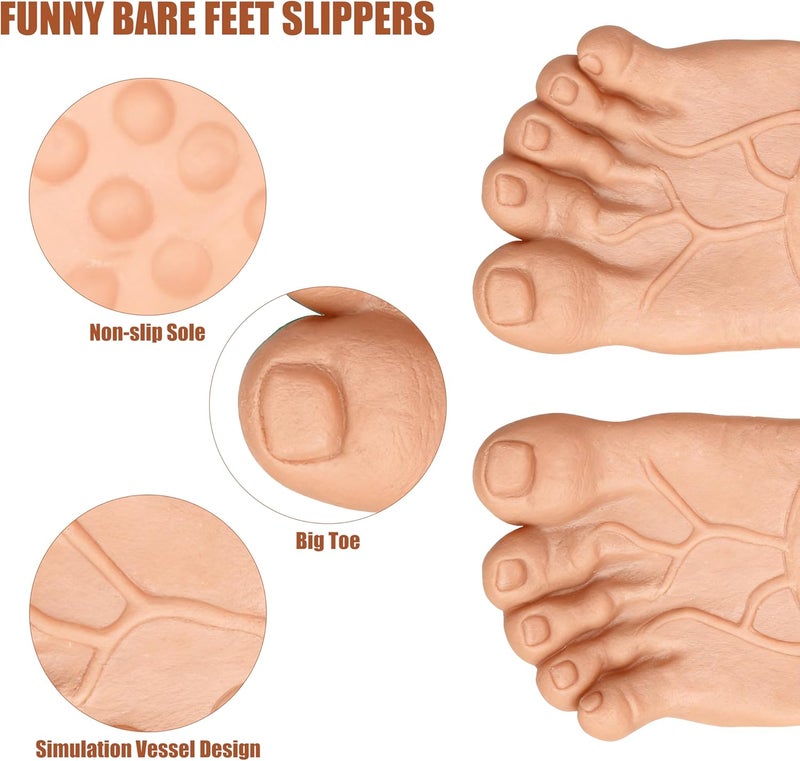 Chambom Funny Feet Slippers - Gag Gifts, Funny White Elephant Gifts Costumes Barefoot Slippers Novelty Plastic Costume Feet Toe Shoe Big Foot Realistic Costume Accessories - Image 4